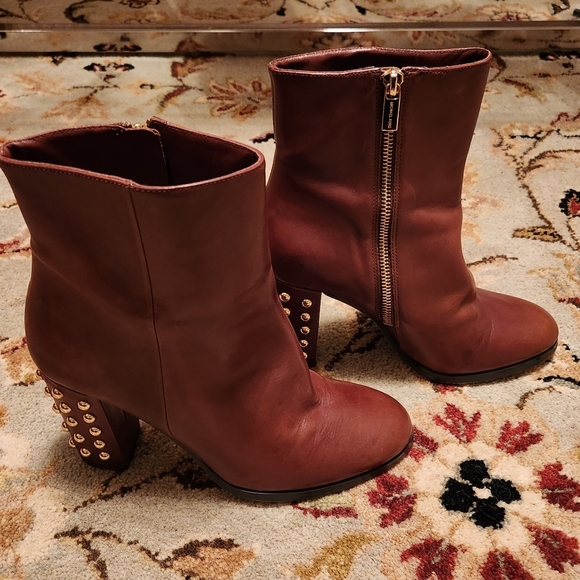 Michael Kors brown booties size 9 with gold studs on heels​ - Picture 1 of 15
